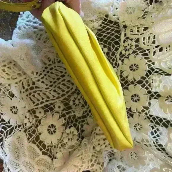 Yellow Faux Leather Wristlet Clutch Bag with Metal Ring Accent - Picture 6 of 7